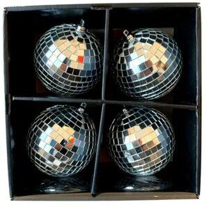 BNIB Christian Siriano Silver Disco Ball Ornaments, Set of 4